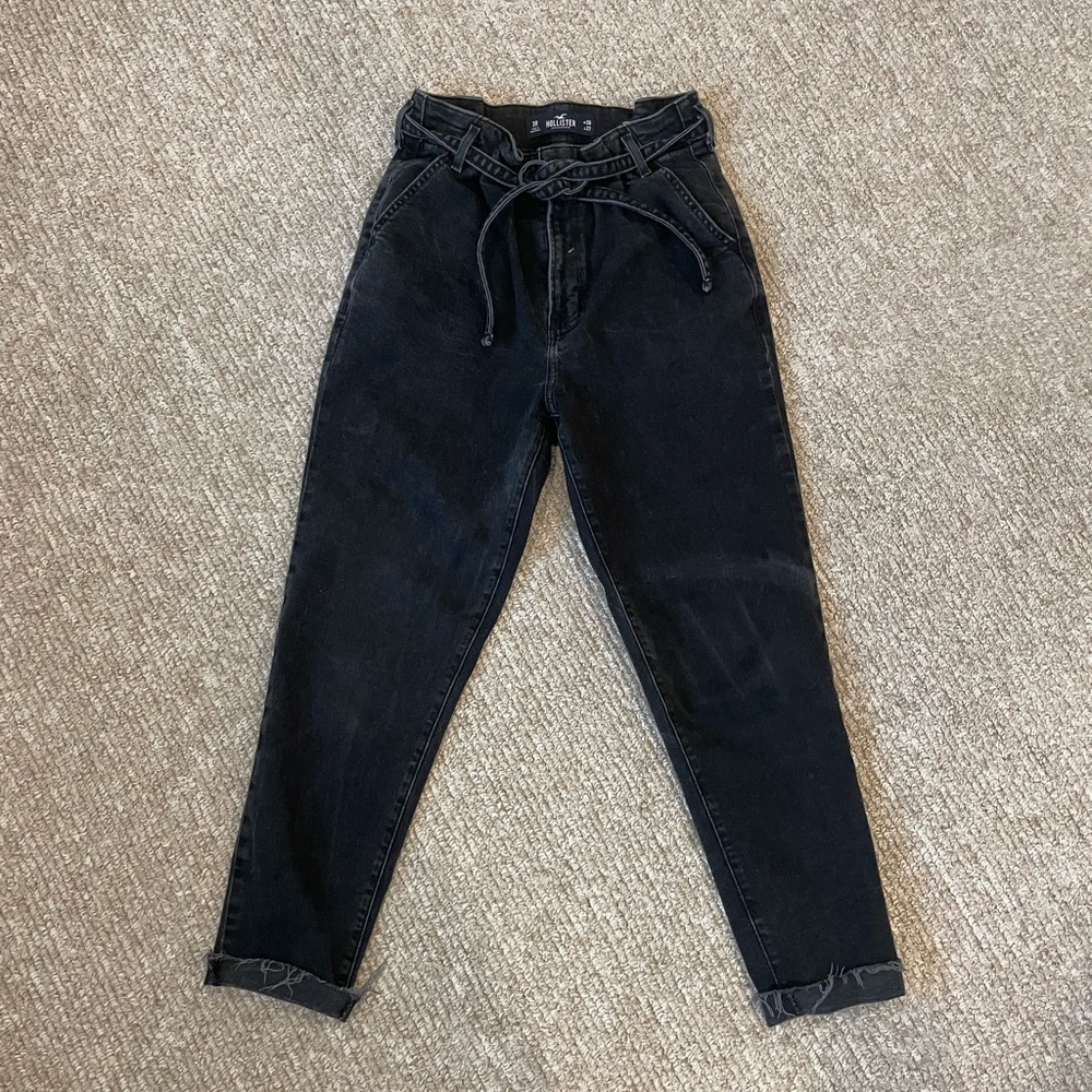 Hollister High Rise Vintage Paper Bag Black Denim
